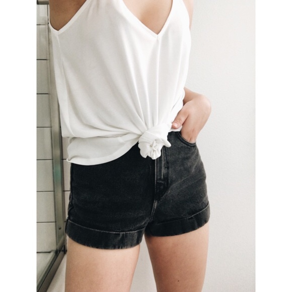 Black high-waisted American Apparel jean shorts